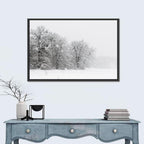 Snow-covered Trees in Fog Wall Art