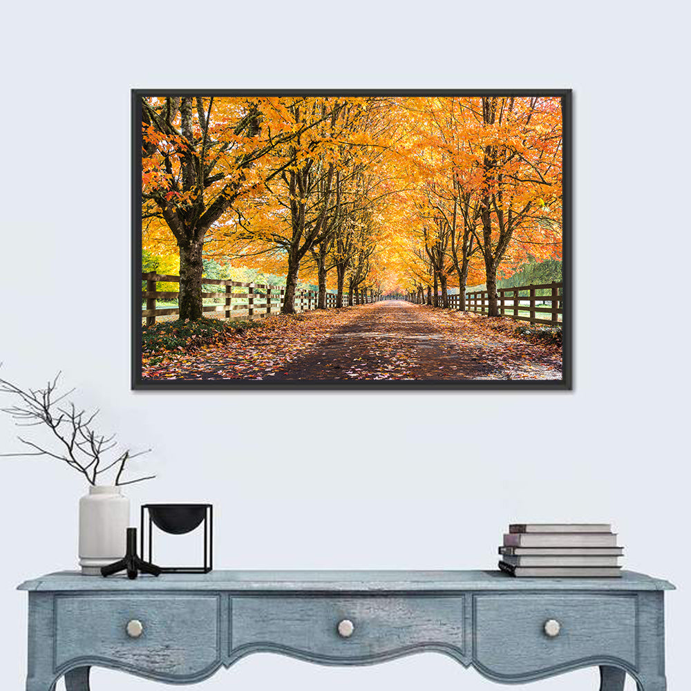 Maple Lane in Autumn Wall Art