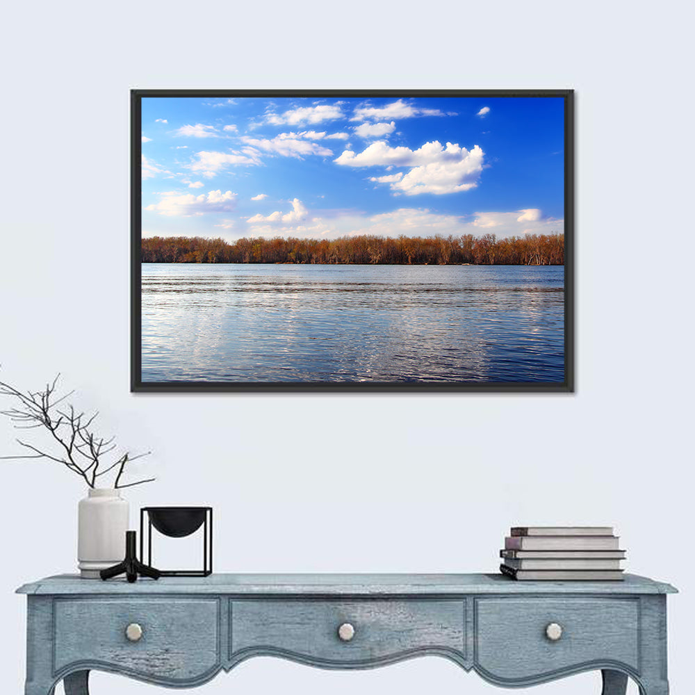 Andalusia Slough Autumn River Wall Art in a room, landscape