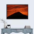Pico Island Volcano Silhouette at Sunset Wall Art