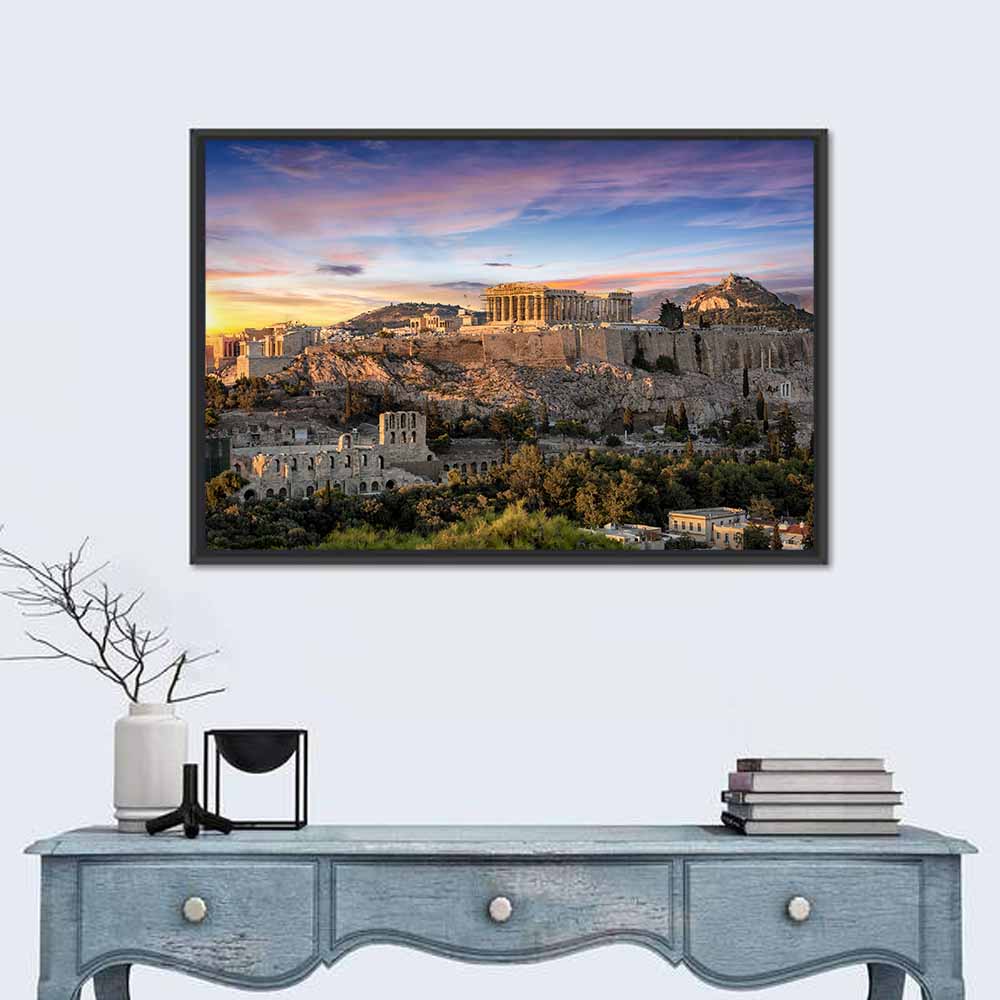 Parthenon at Sunset Wall Art in a room, landscape