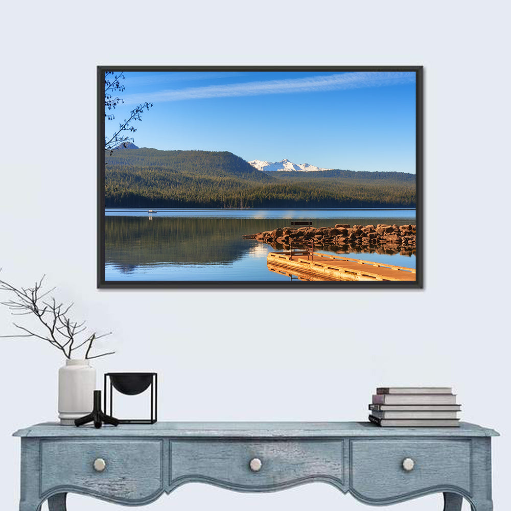 Odell Lake Pier Wall Art in a room, landscape