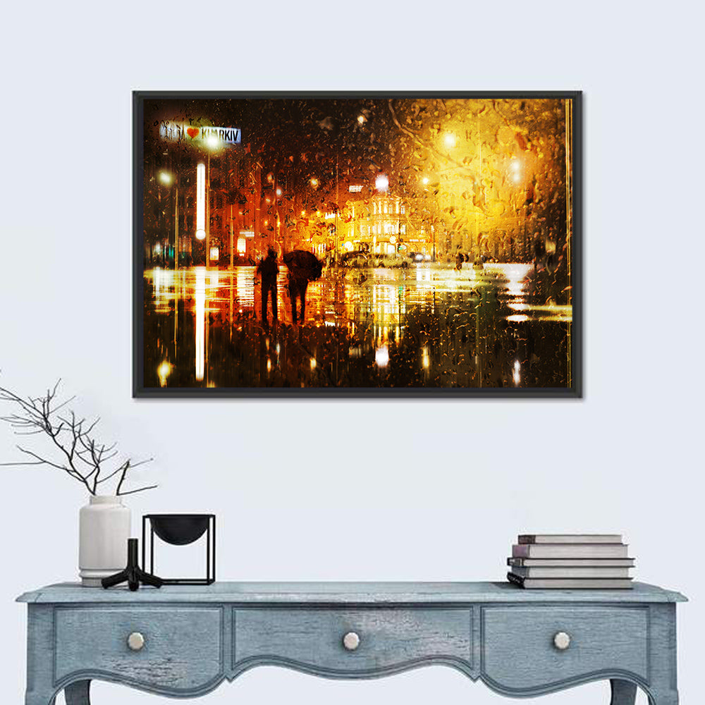 Rainy Night in Kharkiv Wall Art in a room, landscape