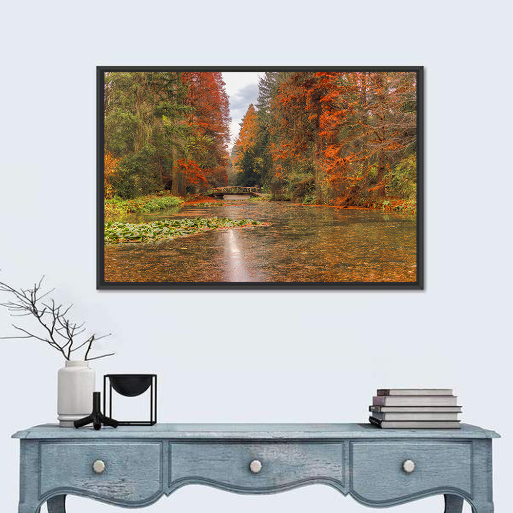 Simeria Arboretum Autumn Lake Wall Art in a room, landscape