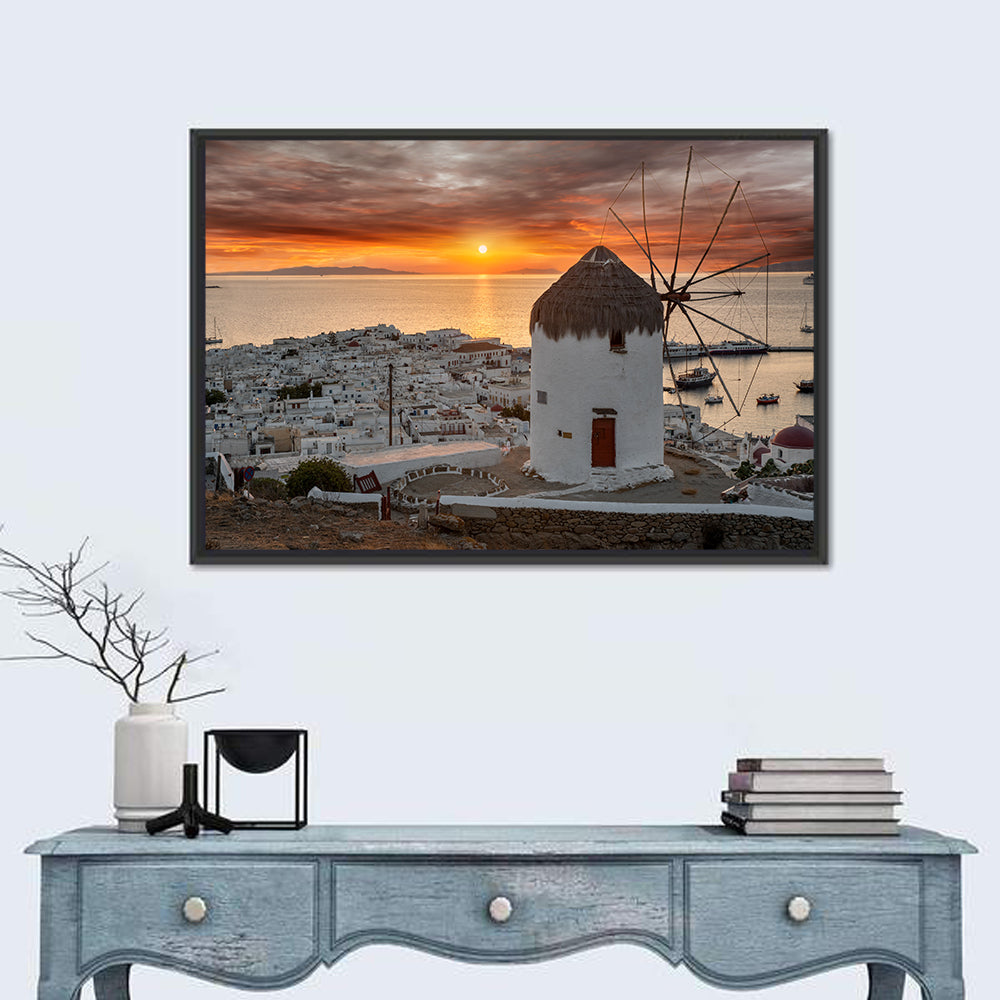 Kato Mili Sunset, Mykonos Wall Art