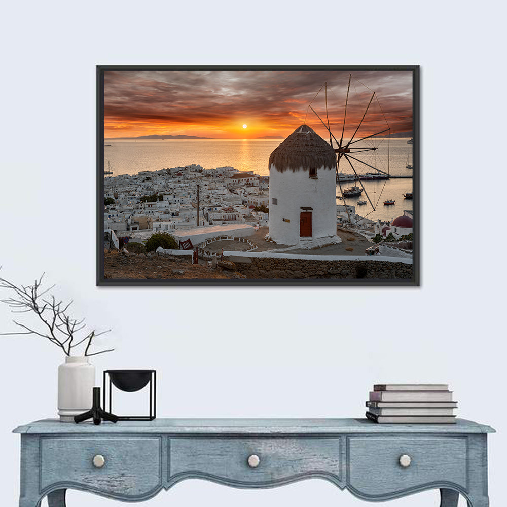 Mykonos Town Sunset Wall Art