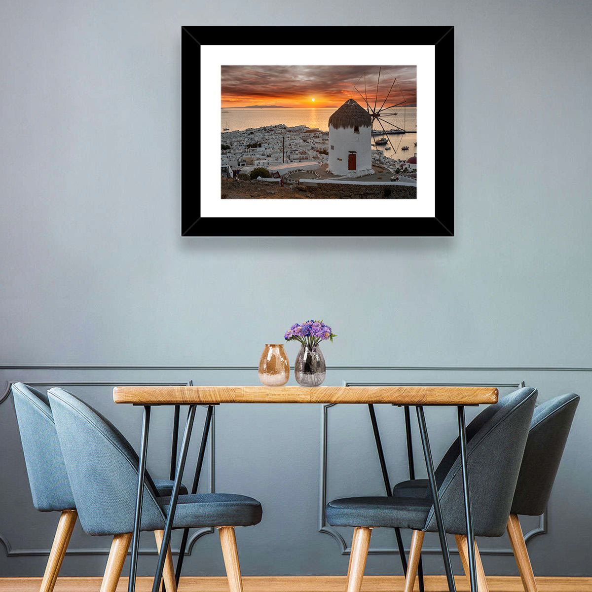 Mykonos Town Sunset Wall Art