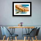 Golden Feather with Droplets Wall Art