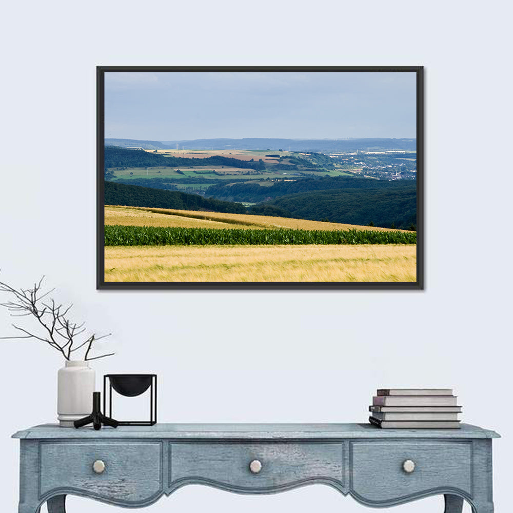 Village Grainfields Wall Art in a room, landscape