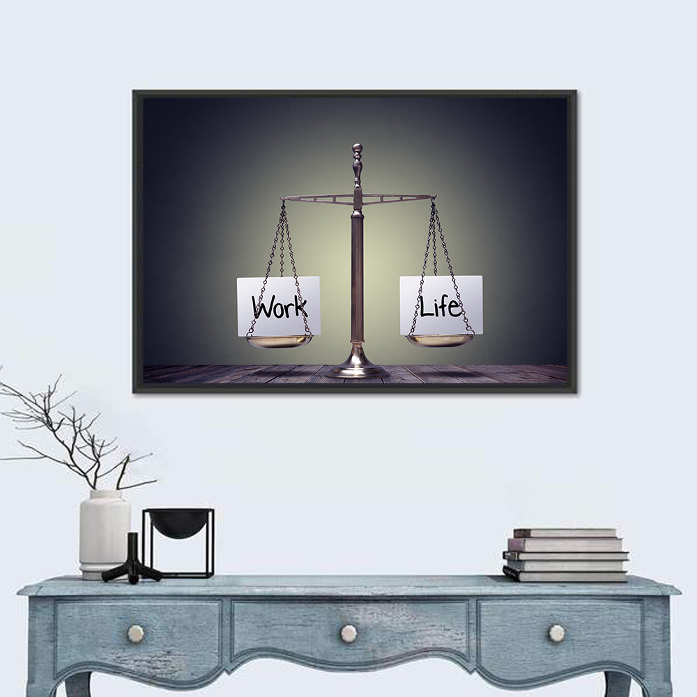 Metallic Scale: Work and Life Wall Art in a room, landscape