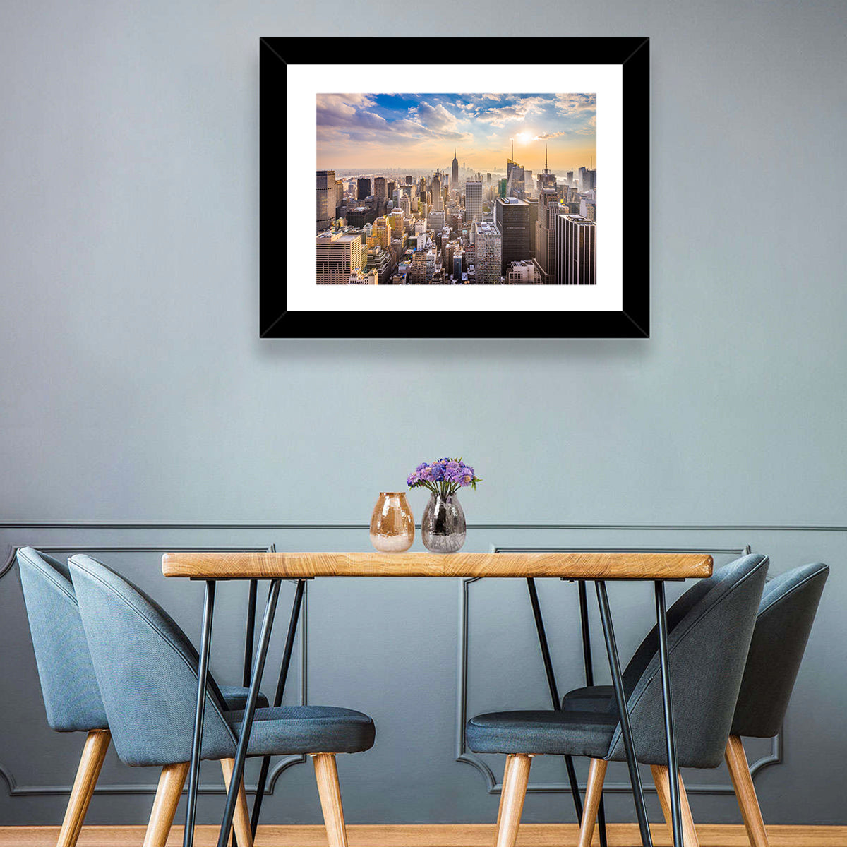 New York City Skyline at Golden Hour Wall Art in a room, landscape