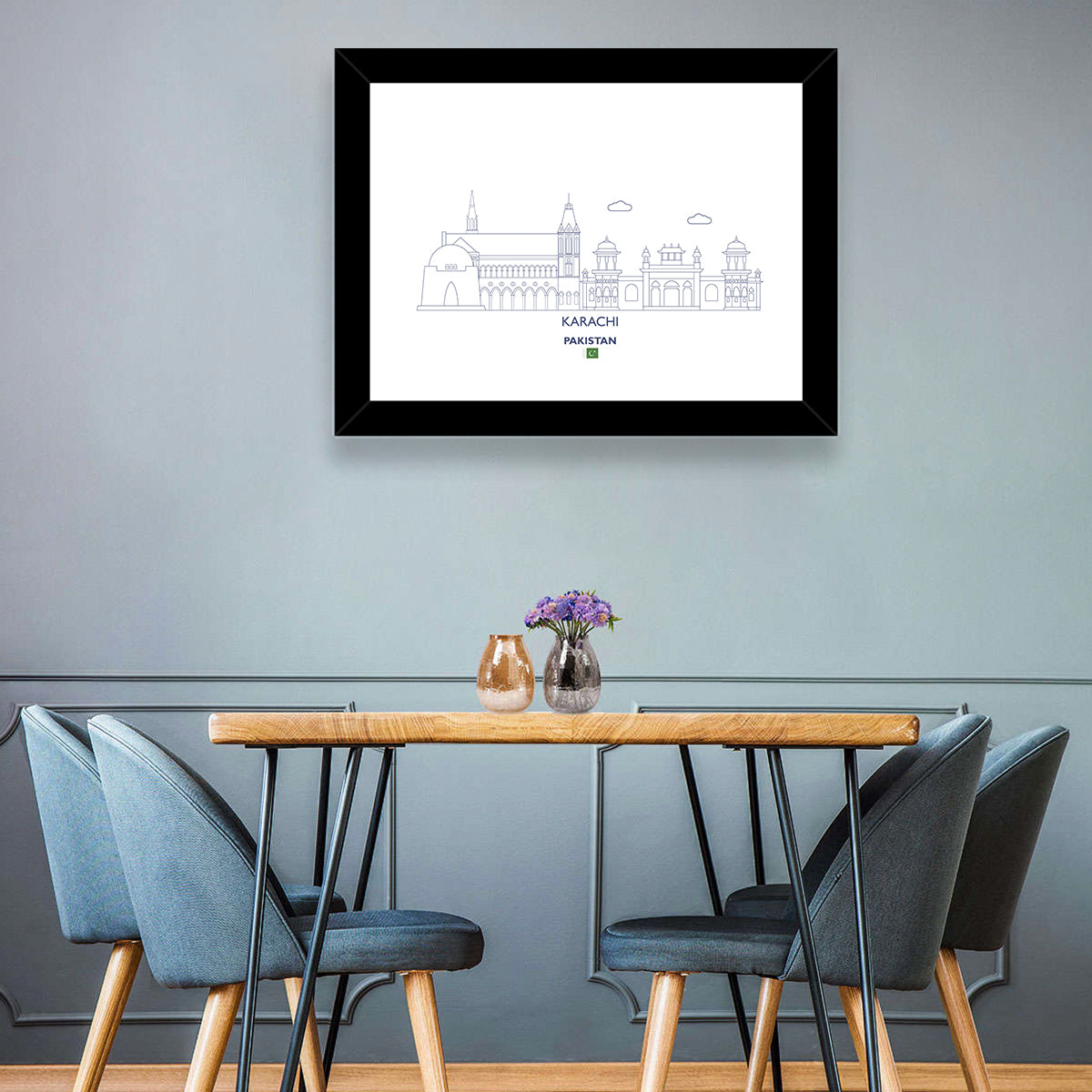 Karachi Skyline with Mazar-e-quaid Wall Art in a room, landscape