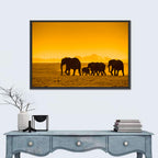 Elephant Family Silhouette Wall Art