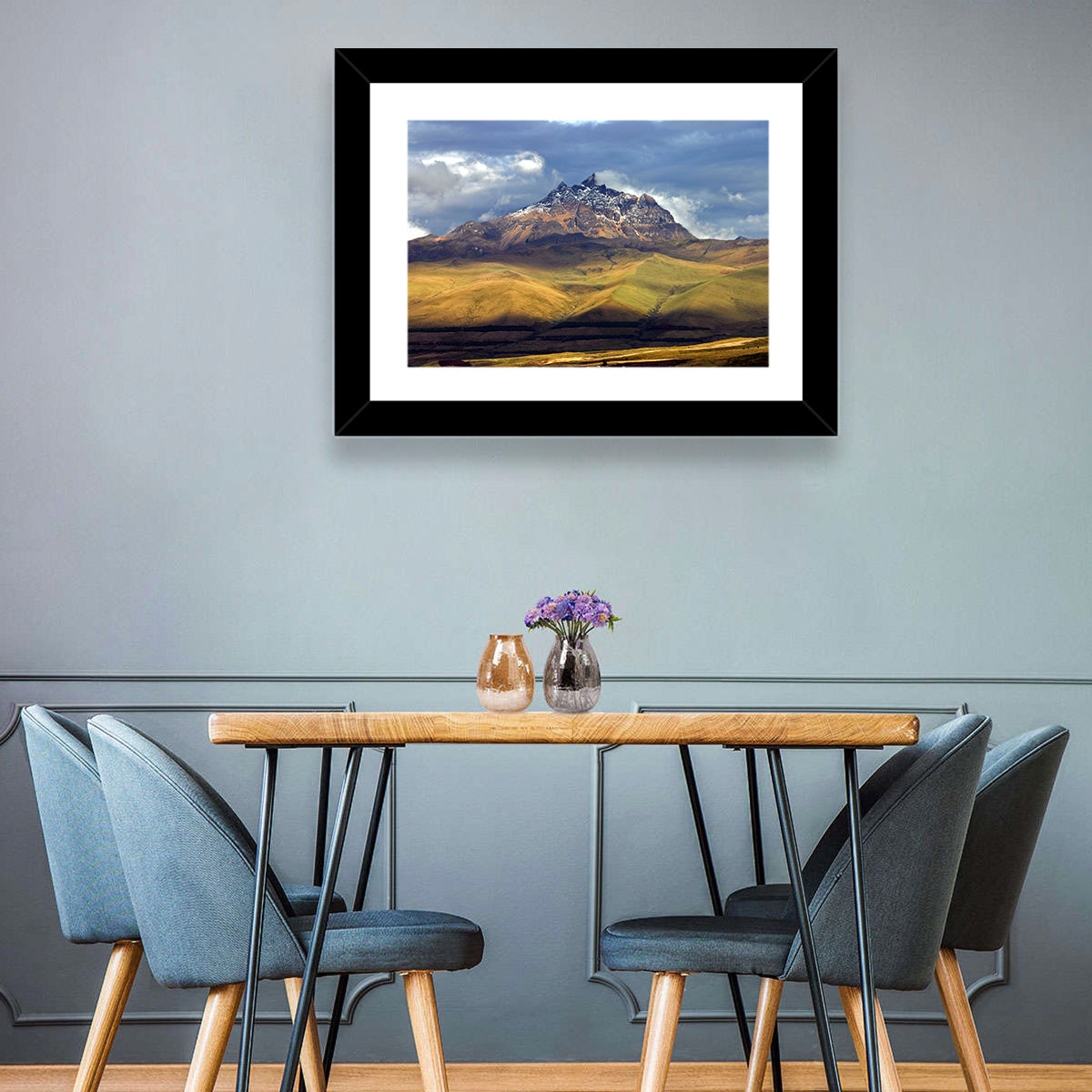 Antisana Volcano Landscape Wall Art in a room, landscape