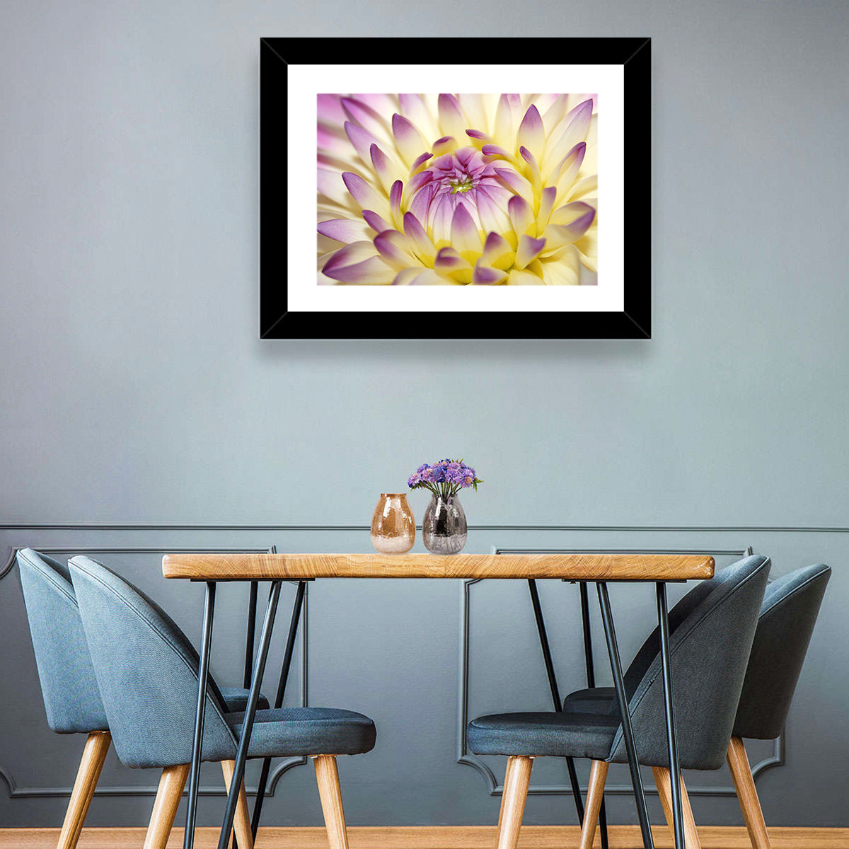 Dahlia Macro Portrait Wall Art in a room, landscape