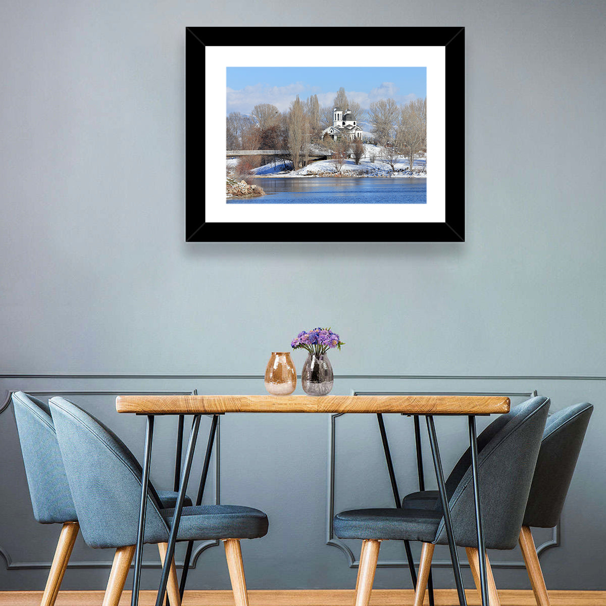 St Naum Ohridski Church by Lake Wall Art in a room, landscape