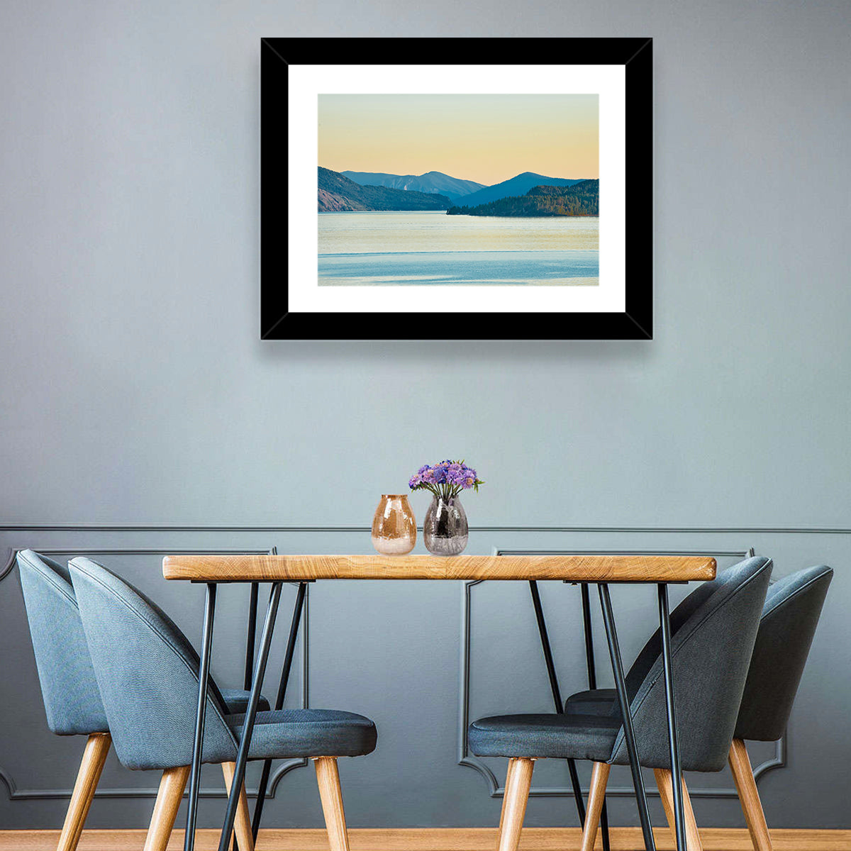 Lake Pend Oreille at Golden Hour Wall Art in a room, landscape