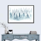 Misty Pine Forest Watercolor Wall Art