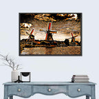 Retro Windmills at Sunset Wall Art