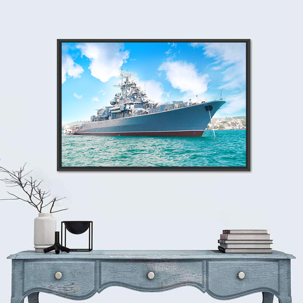 Navy Warship Hull Study Wall Art in a room, landscape