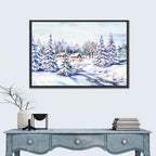 Snowy Village Path Wall Art
