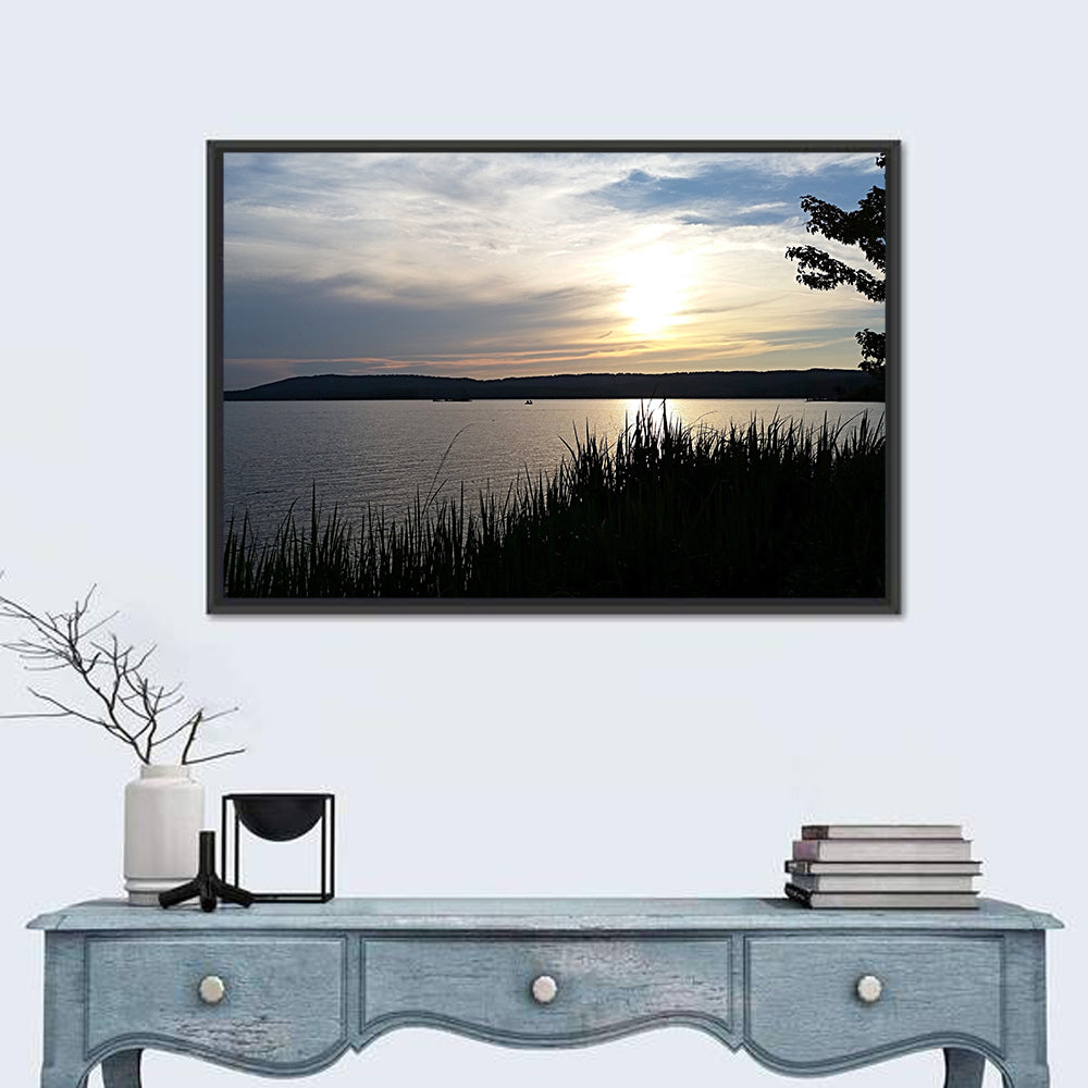Lake Guntersville Sunset Wall Art in a room, landscape