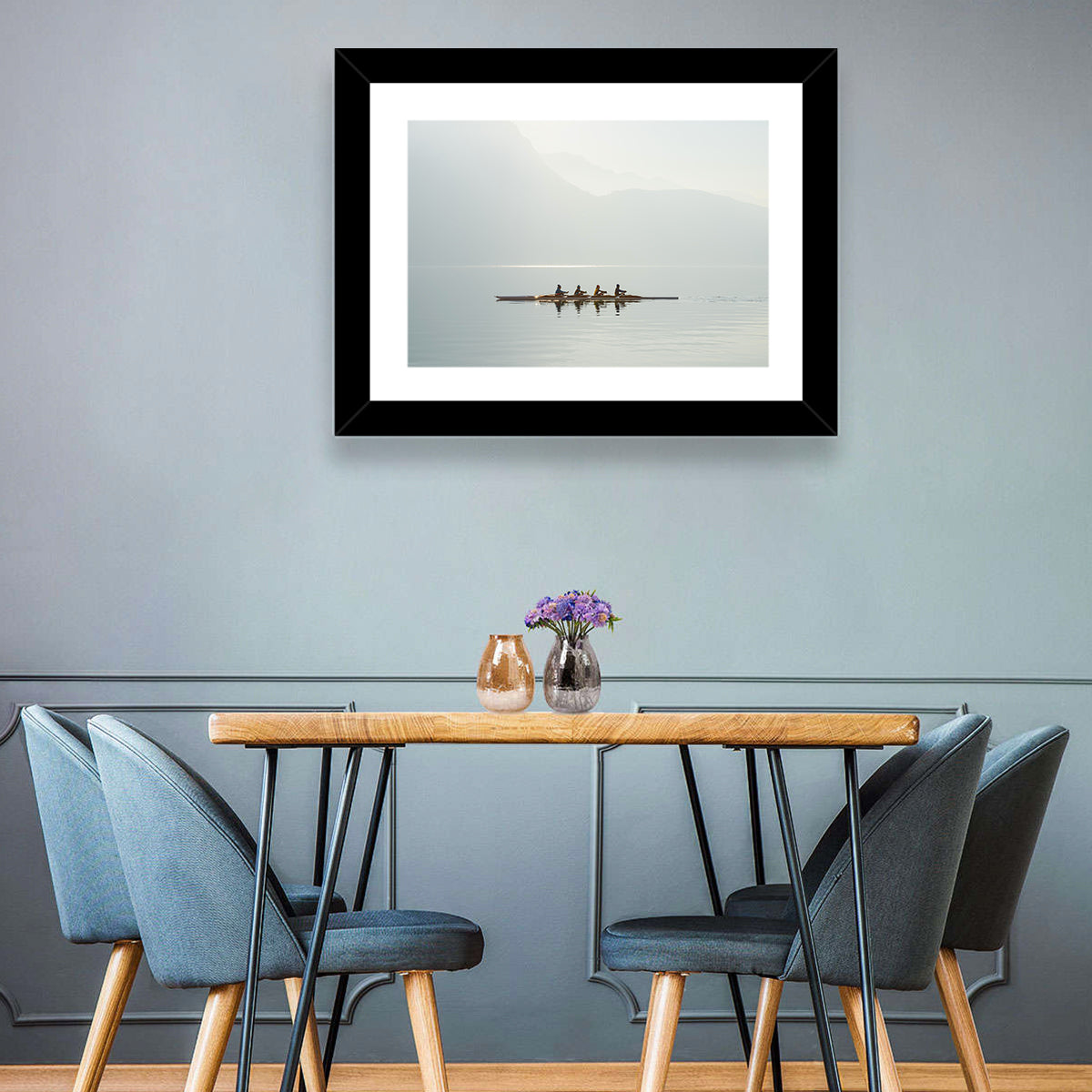 Four Rowers on Lake Lugano Wall Art in a room, landscape