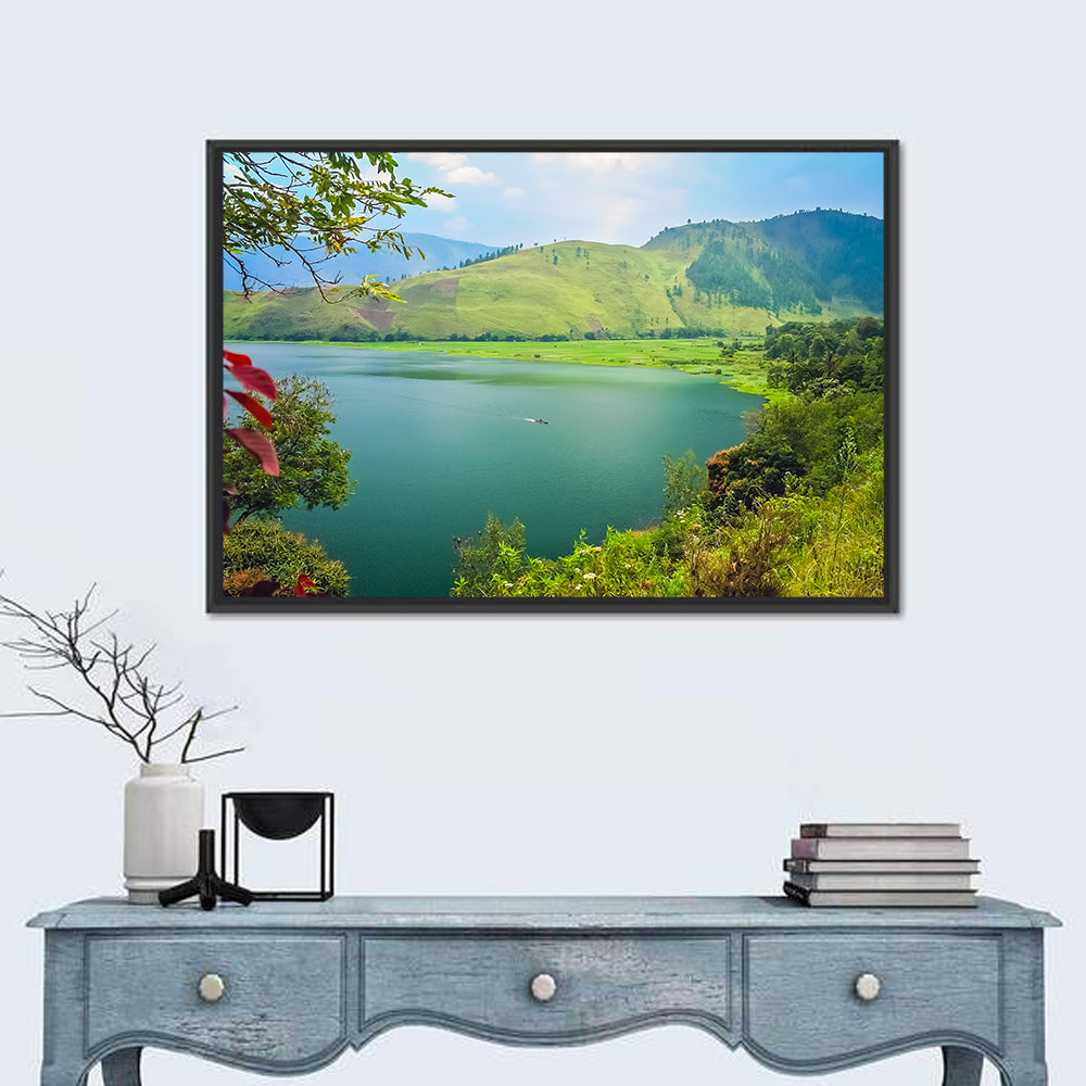Lake Toba Boat and Hills Wall Art