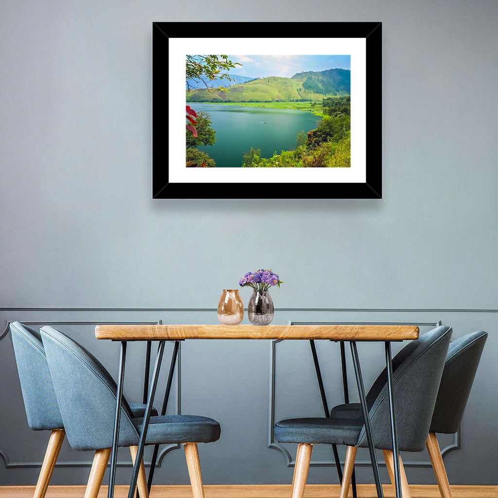 Lake Toba Boat and Hills Wall Art