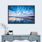 Cloudy Lake Pier at Dusk Wall Art