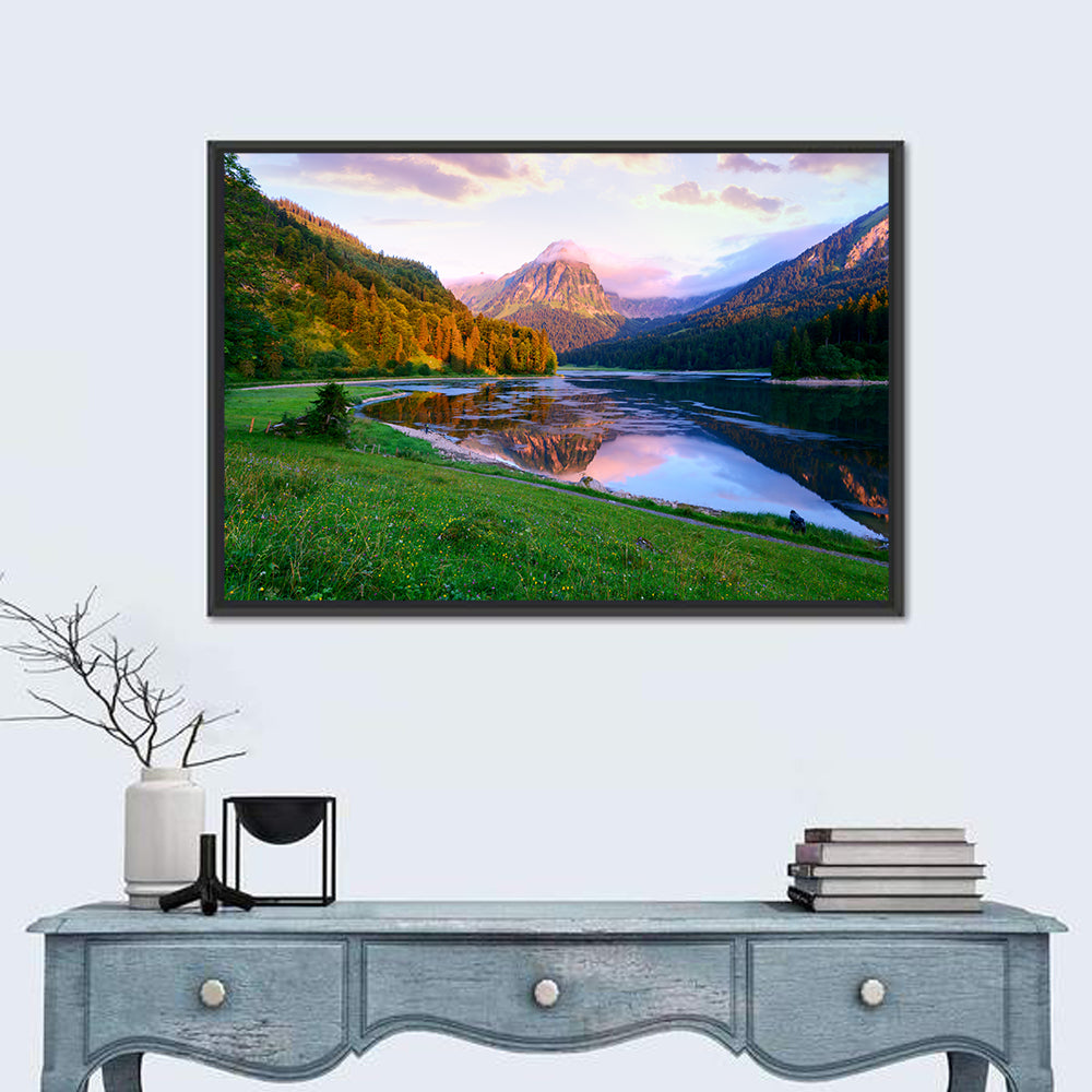 Obersee Reflection, Switzerland Wall Art in a room, landscape