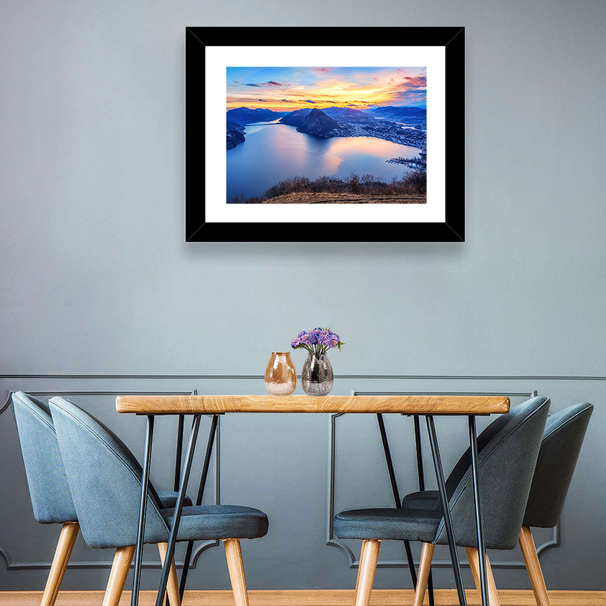 Sunset Over Lake Lugano Wall Art
