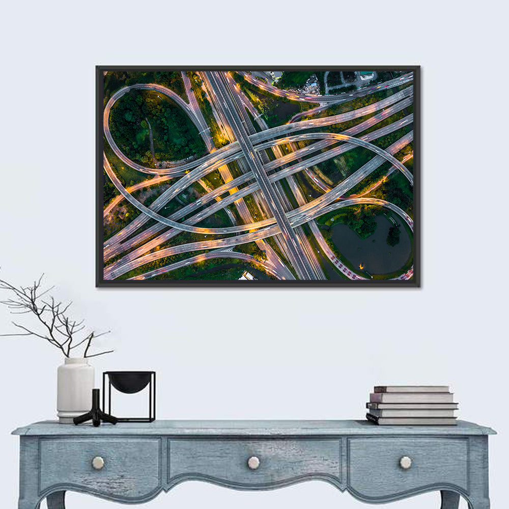 Expressway Junction at Dusk Wall Art in a room, landscape
