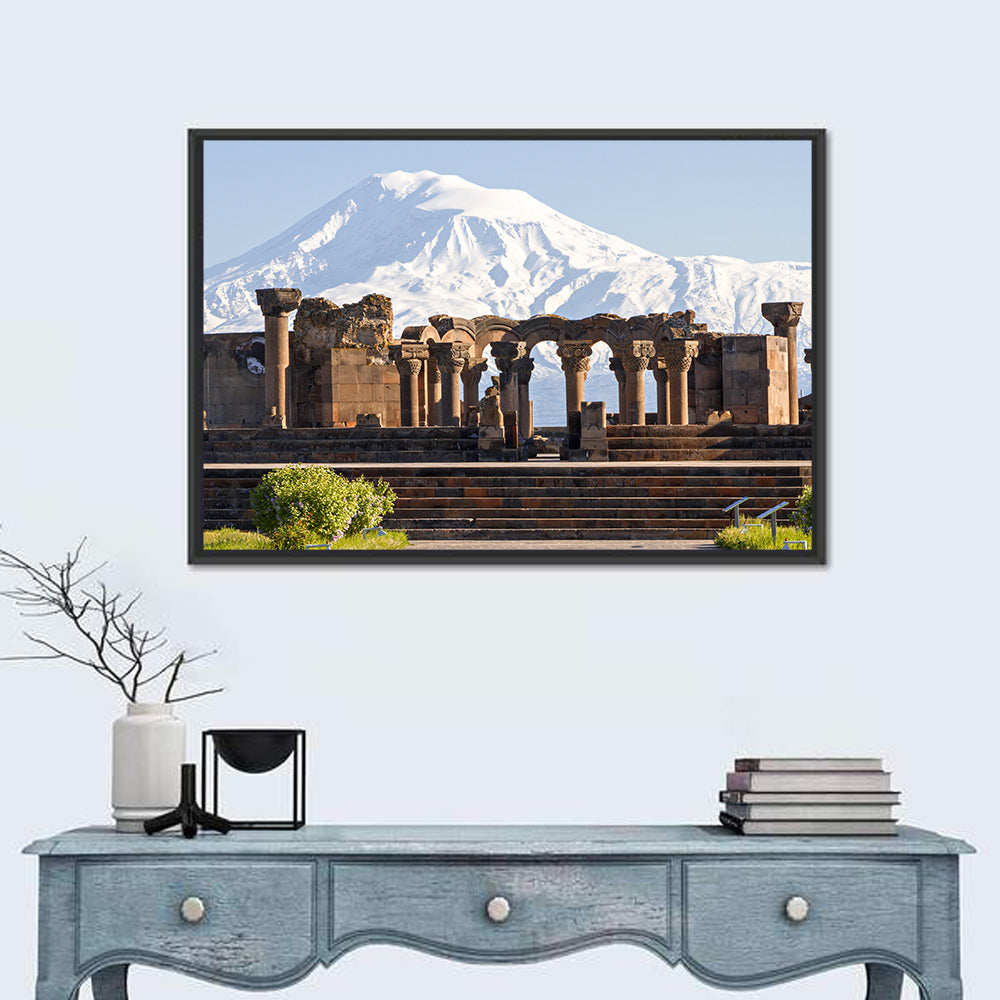 Zvartnots Cathedral and Mount Ararat Wall Art in a room, landscape