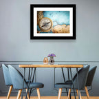 Vintage Compass Over Atlantic Map Wall Art