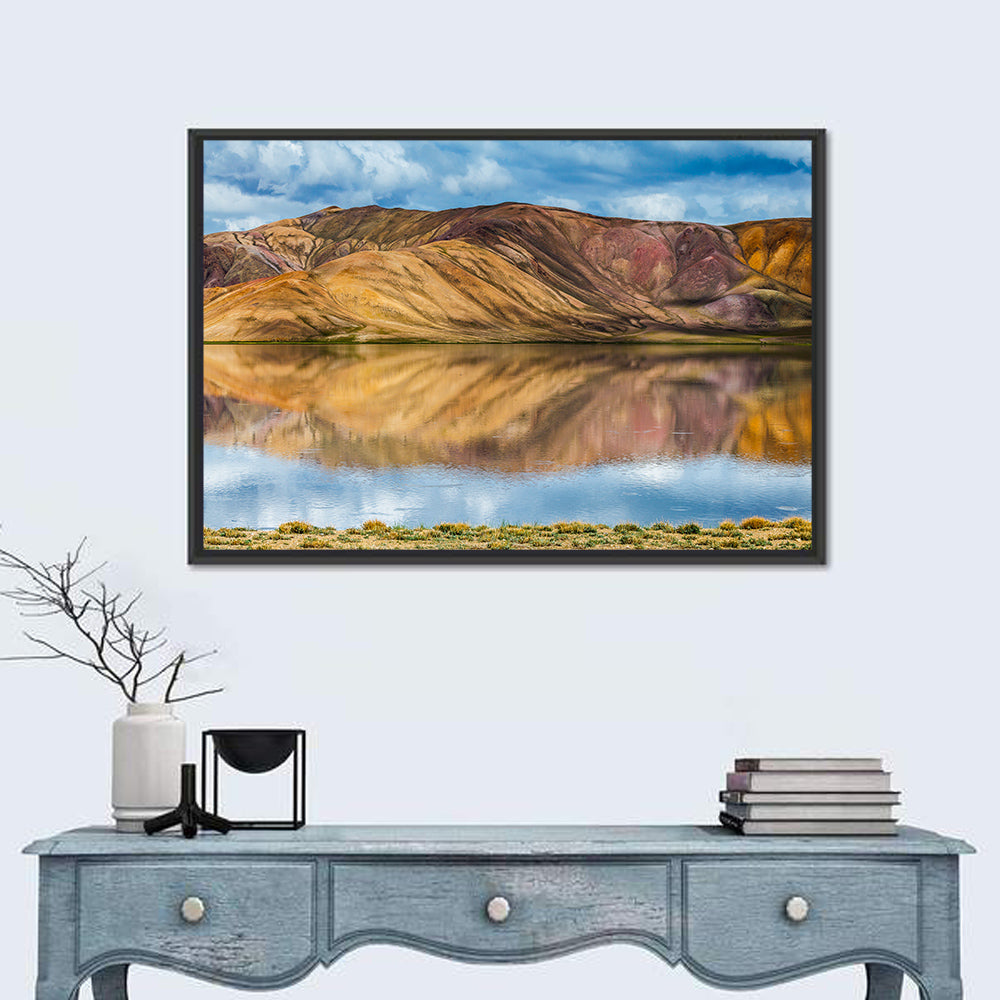 Bulunkul Lake Reflection Wall Art in a room, landscape