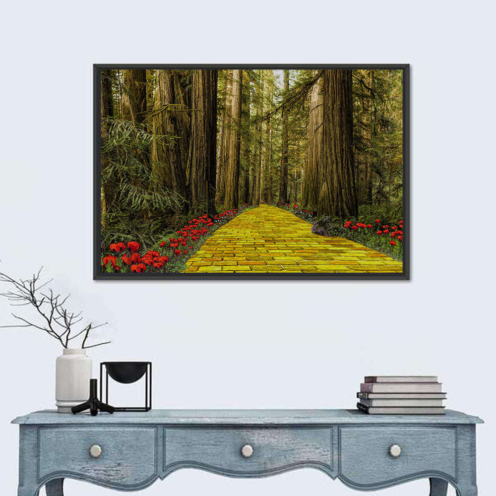Yellow Brick Path Through Redwoods Wall Art