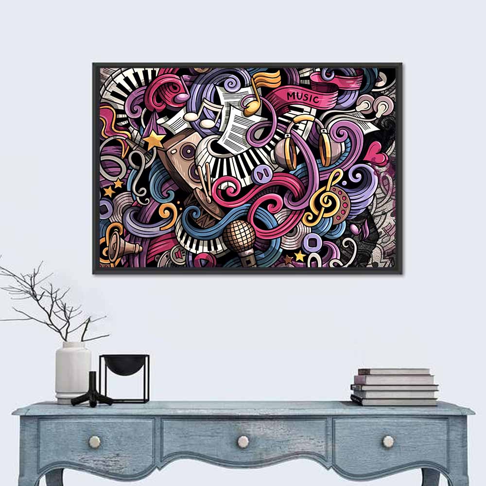 Music Doodle Illustration Wall Art