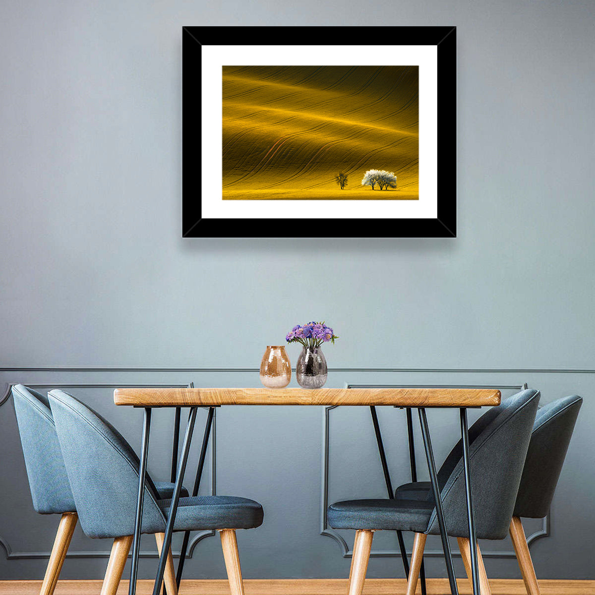 Golden Hour Rapeseed Field Wall Art in a room, landscape