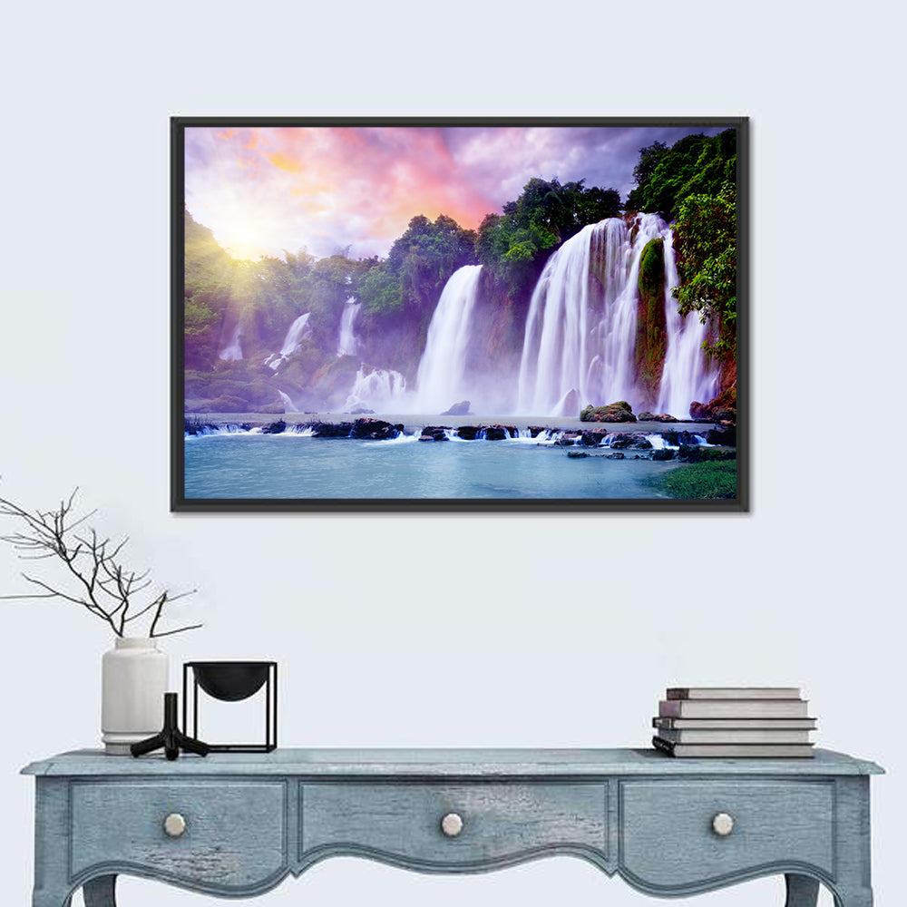 Ban Gioc Banyue Waterfall Wall Art in a room, landscape
