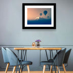 Three Hot Air Balloons Over Misty Peak Wall Art