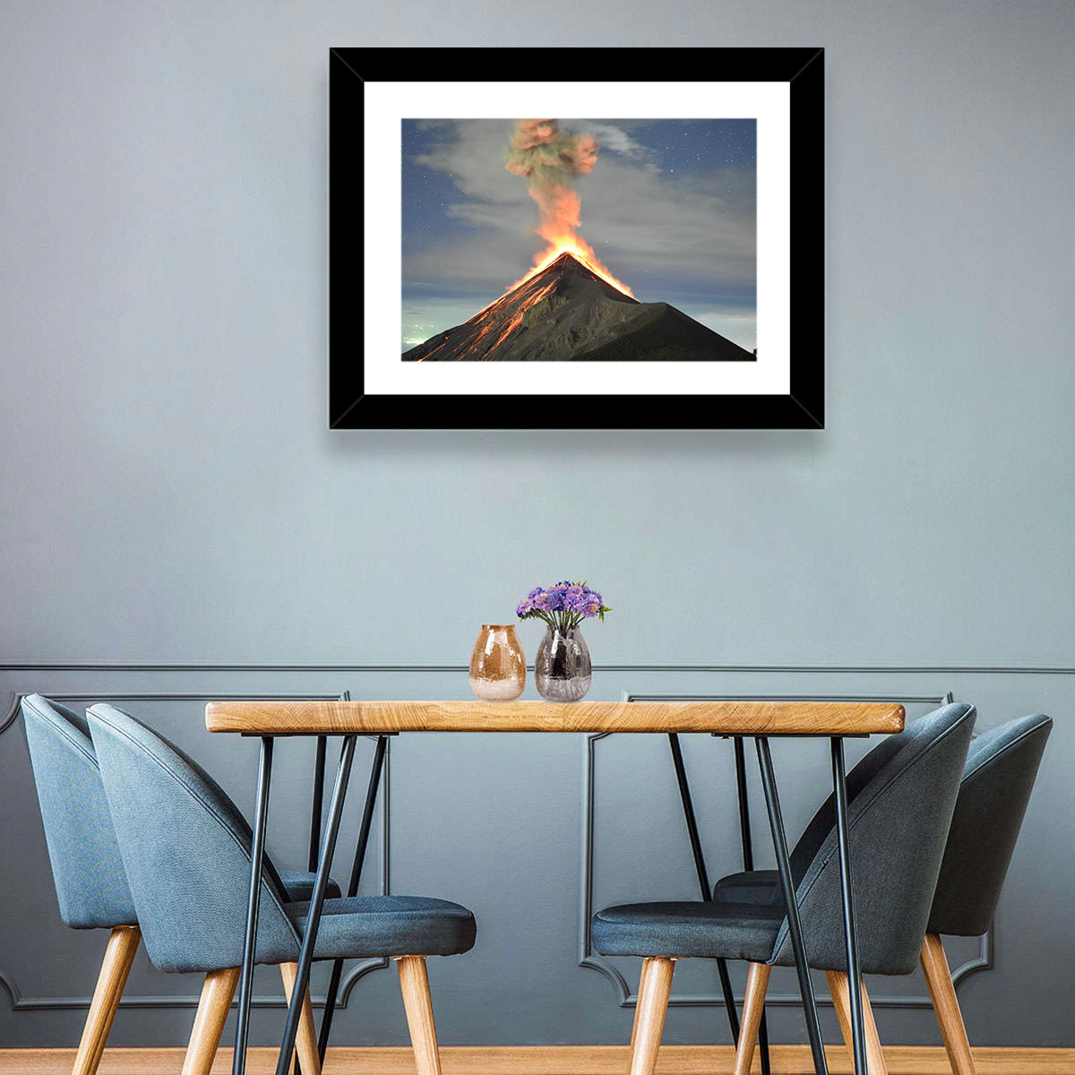 Fuego Night Eruption Wall Art in a room, landscape