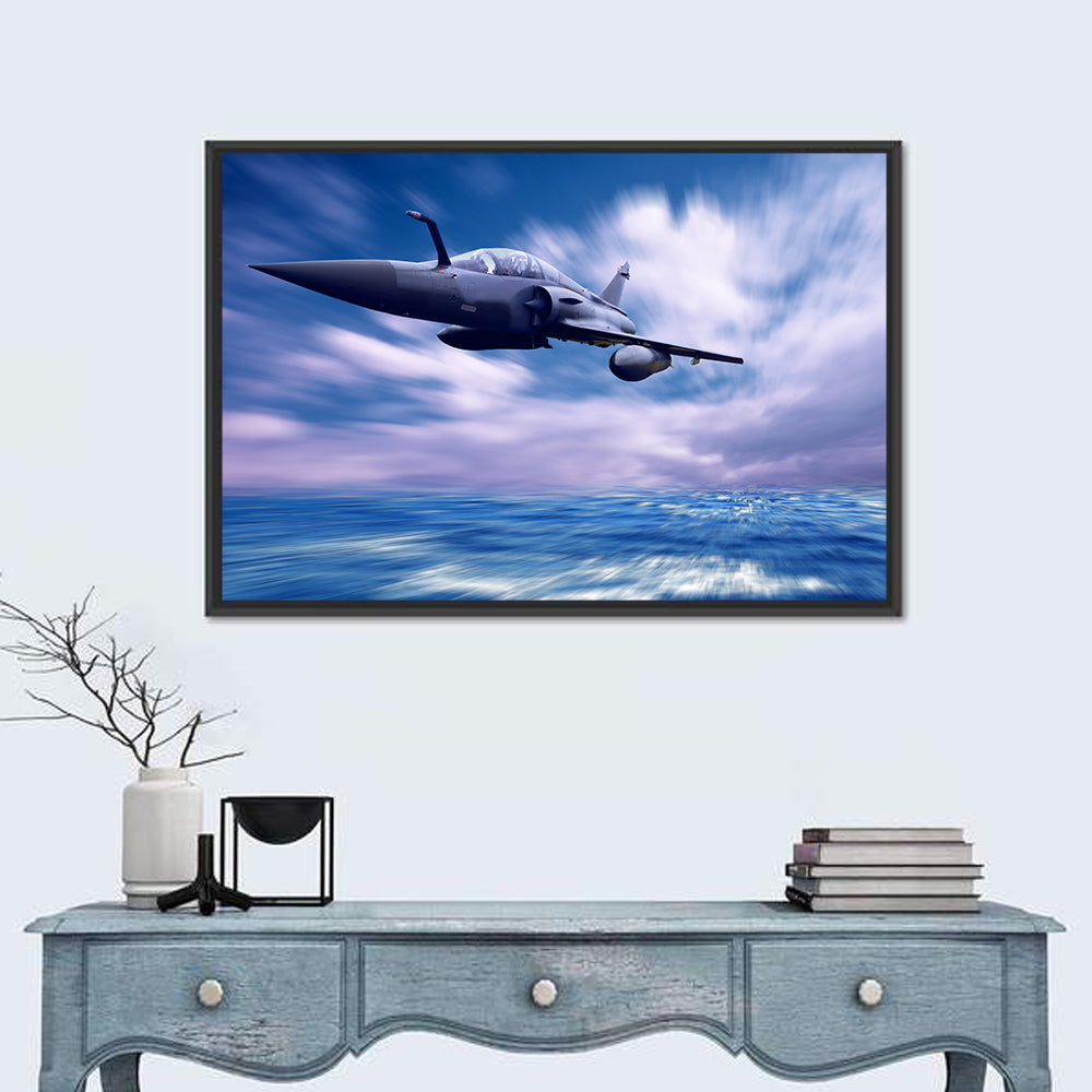 Supersonic Fighter Jet Over Ocean Wall Art