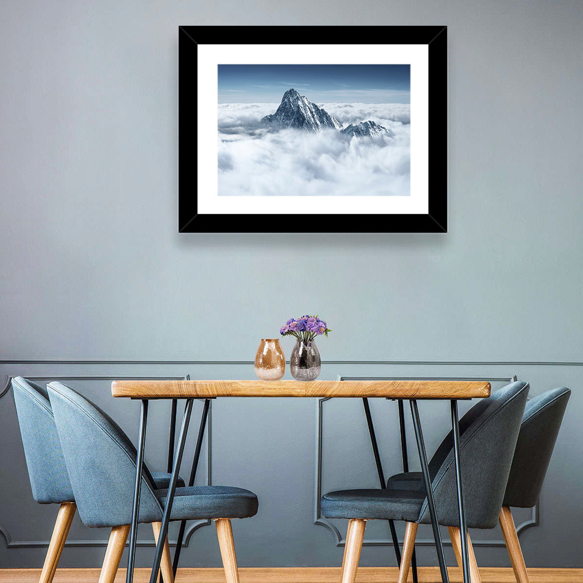 Peaks Above Clouds Wall Art in a room, landscape