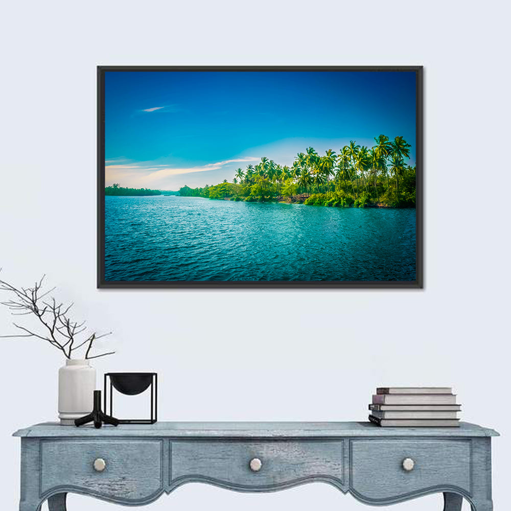 Tropical River in India Wall Art in a room, landscape