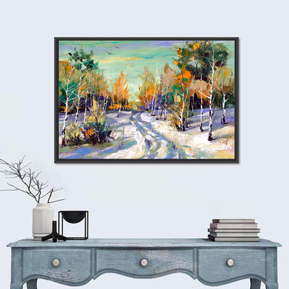 Winter Forest Road Wall Art