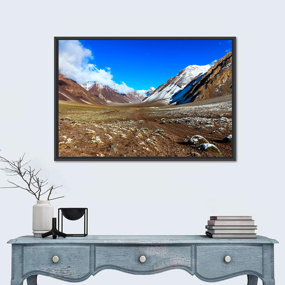Mount Aconcagua Valley View Wall Art in a room, landscape