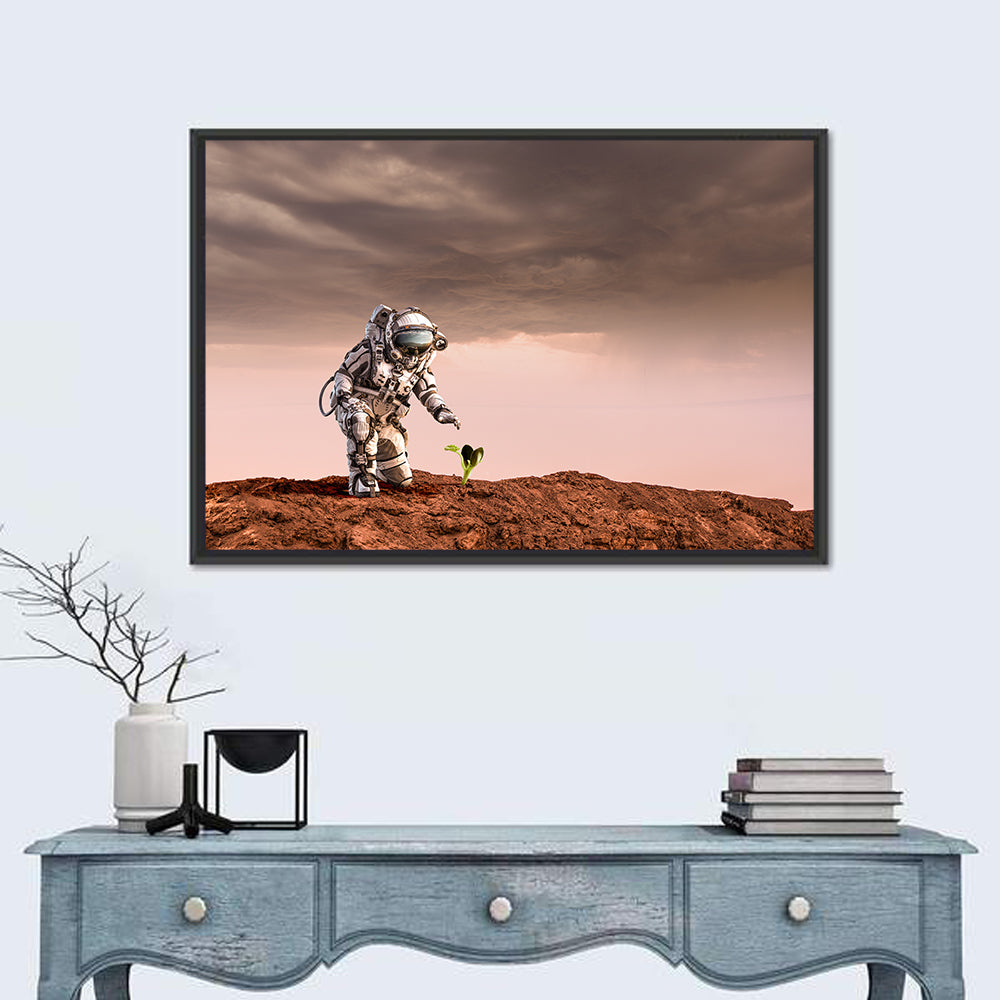 Martian Seedling Concept Wall Art in a room, landscape