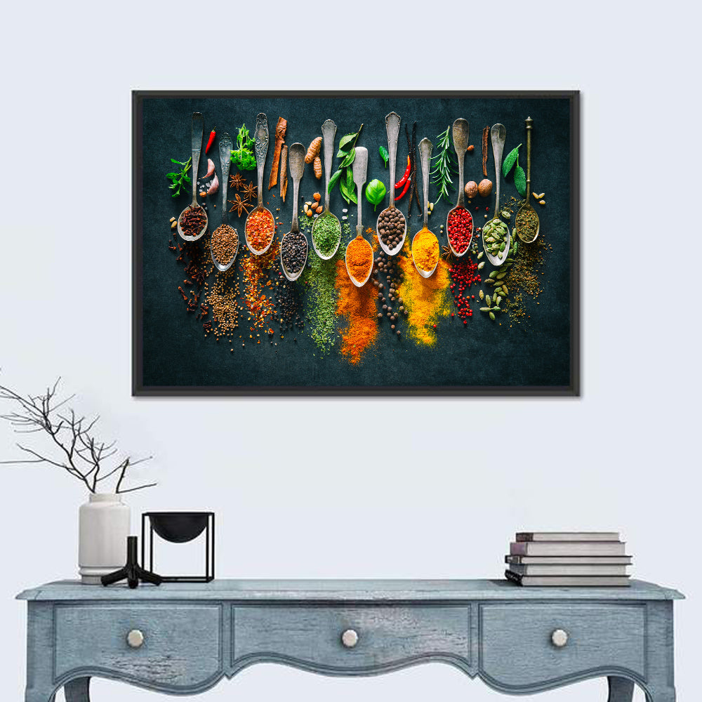 Assorted Spices and Spoons Wall Art in a room, landscape