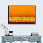Flamingo Line at Golden Hour Wall Art